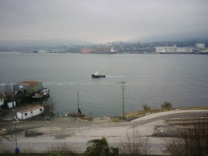 Boat on snowy day