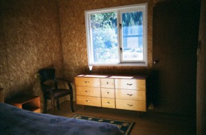 Spare bedroom with creek and forest views