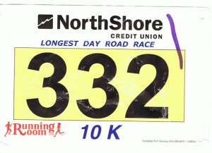 Race bib with timing chip on the back