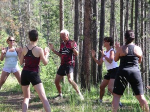 Angela teaches ChiRunning in the forest