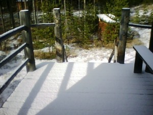 Back deck and outhouse