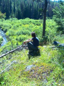 Sitting on a hillside to meditate