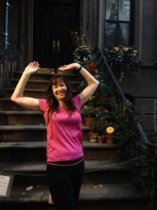 Karen on Carrie's stoop